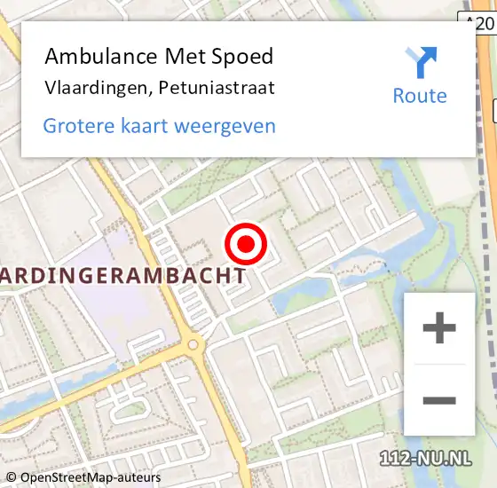 Locatie op kaart van de 112 melding: Ambulance Met Spoed Naar Vlaardingen, Petuniastraat op 16 september 2017 14:34