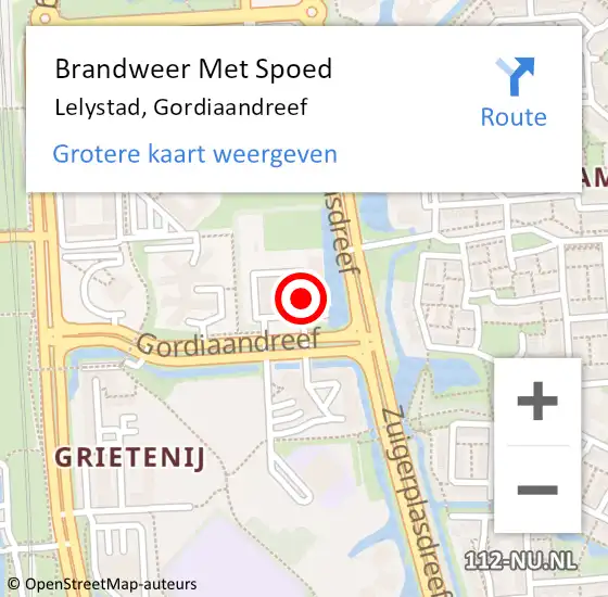 Locatie op kaart van de 112 melding: Brandweer Met Spoed Naar Lelystad, Gordiaandreef op 16 september 2017 14:39