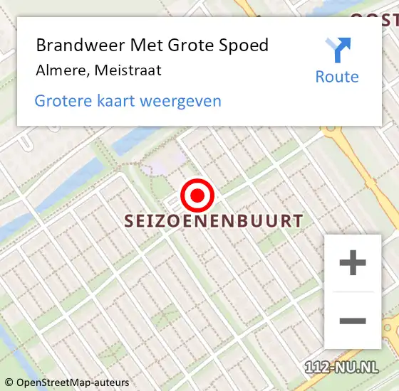 Locatie op kaart van de 112 melding: Brandweer Met Grote Spoed Naar Almere, Meistraat op 16 september 2017 14:56
