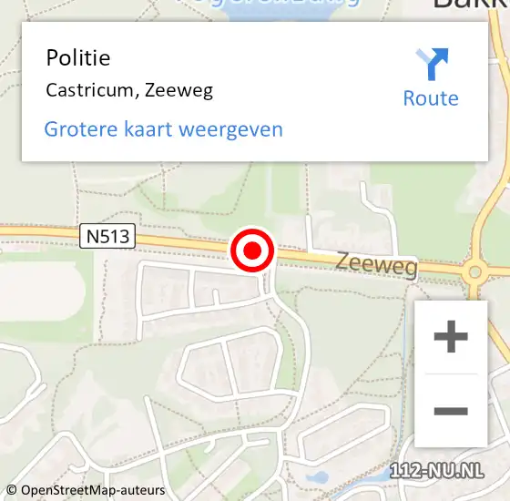 Locatie op kaart van de 112 melding: Politie Castricum, Zeeweg op 16 september 2017 16:18