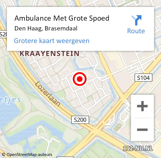 Locatie op kaart van de 112 melding: Ambulance Met Grote Spoed Naar Den Haag, Brasemdaal op 17 september 2017 00:24
