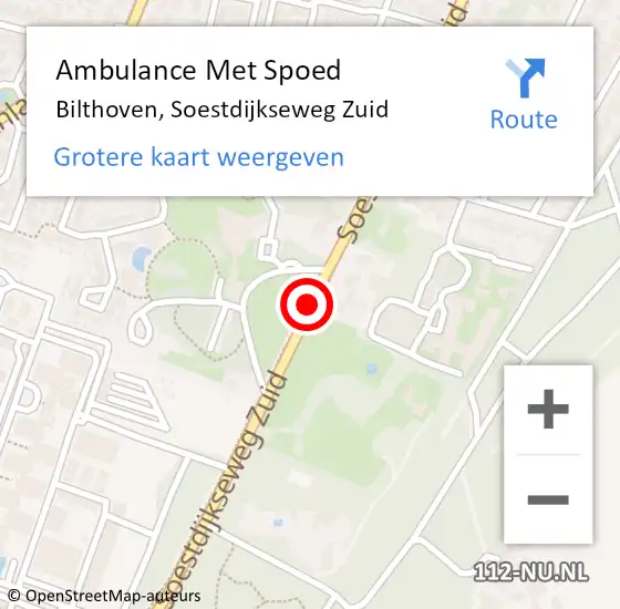 Locatie op kaart van de 112 melding: Ambulance Met Spoed Naar Bilthoven, Soestdijkseweg Zuid op 17 september 2017 01:54