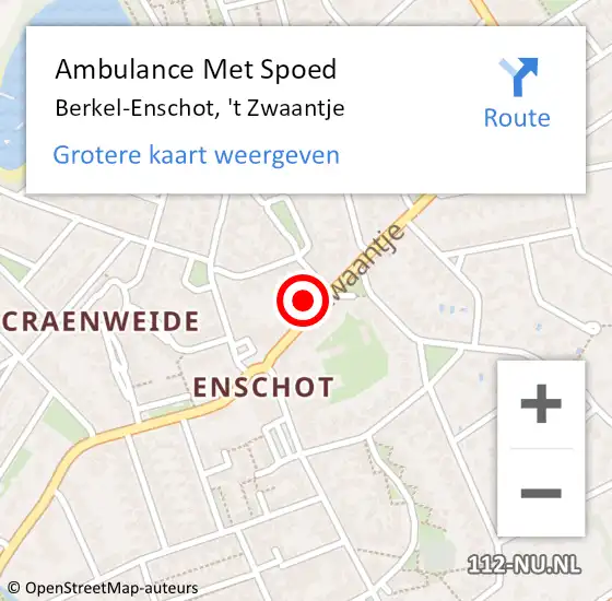 Locatie op kaart van de 112 melding: Ambulance Met Spoed Naar Berkel-Enschot, 't Zwaantje op 17 september 2017 05:39