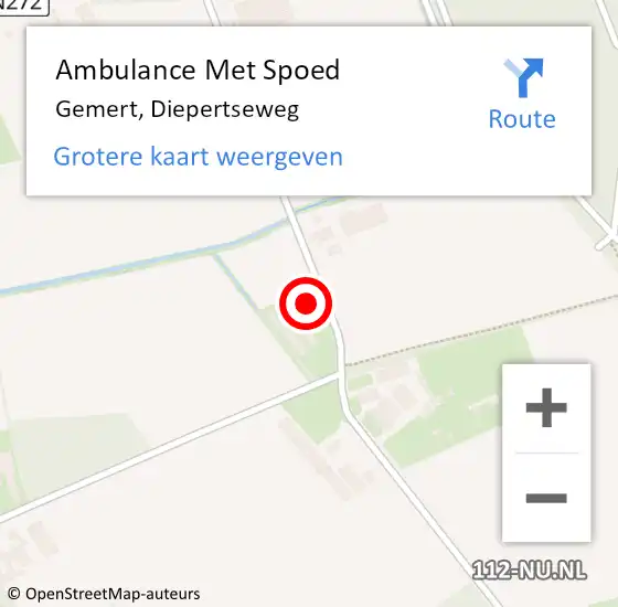 Locatie op kaart van de 112 melding: Ambulance Met Spoed Naar Gemert, Diepertseweg op 17 september 2017 06:18