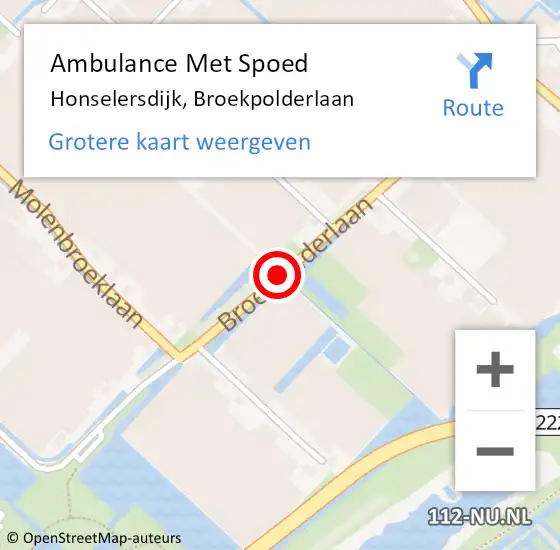 Locatie op kaart van de 112 melding: Ambulance Met Spoed Naar Honselersdijk, Broekpolderlaan op 17 september 2017 08:21