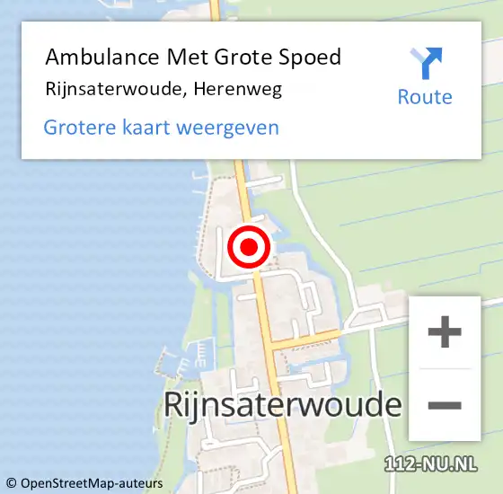 Locatie op kaart van de 112 melding: Ambulance Met Grote Spoed Naar Rijnsaterwoude, Herenweg op 17 september 2017 09:04