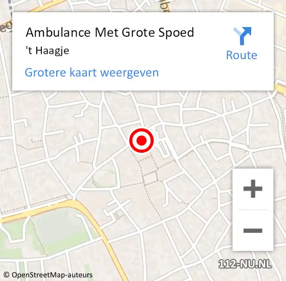 Locatie op kaart van de 112 melding: Ambulance Met Grote Spoed Naar 't Haagje op 17 september 2017 10:50