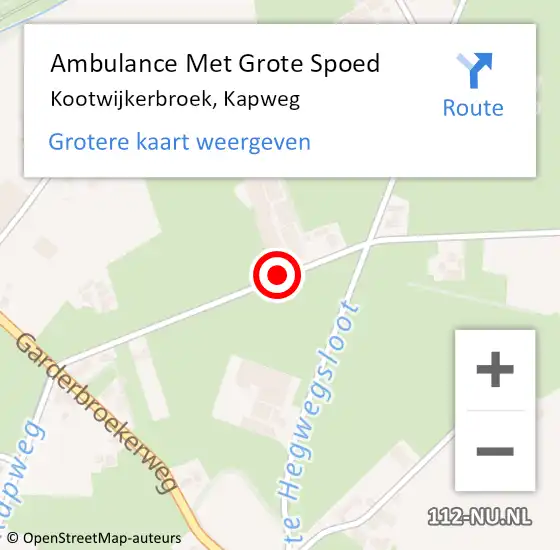 Locatie op kaart van de 112 melding: Ambulance Met Grote Spoed Naar Kootwijkerbroek, Kapweg op 17 september 2017 12:59