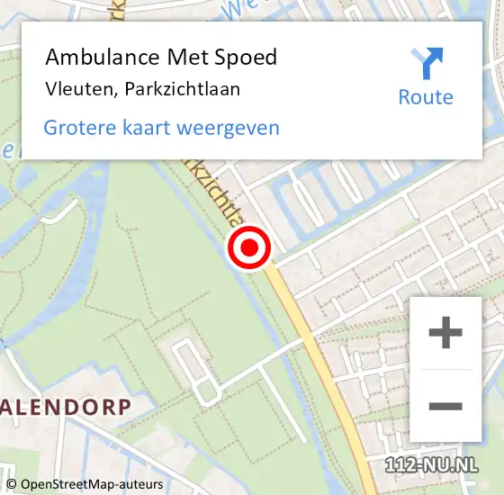 Locatie op kaart van de 112 melding: Ambulance Met Spoed Naar Vleuten, Parkzichtlaan op 17 september 2017 13:59