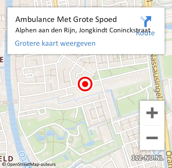 Locatie op kaart van de 112 melding: Ambulance Met Grote Spoed Naar Alphen aan den Rijn, Jongkindt Coninckstraat op 17 september 2017 16:11