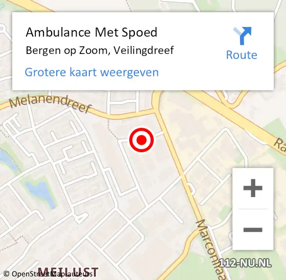 Locatie op kaart van de 112 melding: Ambulance Met Spoed Naar Bergen op Zoom, Veilingdreef op 17 september 2017 17:32