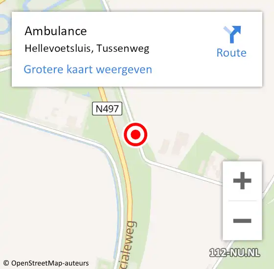 Locatie op kaart van de 112 melding: Ambulance Hellevoetsluis, Tussenweg op 17 september 2017 20:50
