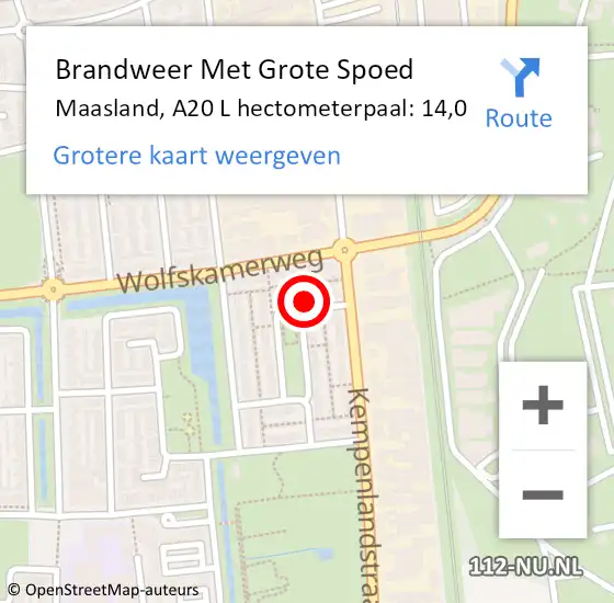 Locatie op kaart van de 112 melding: Brandweer Met Grote Spoed Naar Maasland, A20 L hectometerpaal: 14,0 op 18 september 2017 08:31