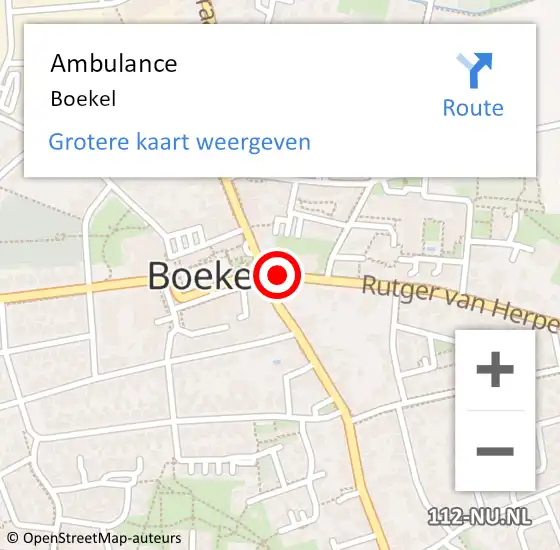 Locatie op kaart van de 112 melding: Ambulance Boekel op 18 september 2017 08:47