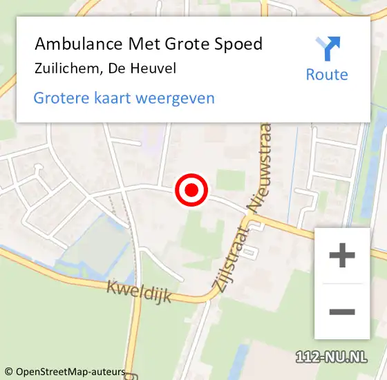 Locatie op kaart van de 112 melding: Ambulance Met Grote Spoed Naar Zuilichem, De Heuvel op 18 september 2017 11:57