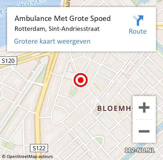 Locatie op kaart van de 112 melding: Ambulance Met Grote Spoed Naar Rotterdam, Sint-Andriesstraat op 18 september 2017 15:19