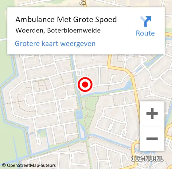 Locatie op kaart van de 112 melding: Ambulance Met Grote Spoed Naar Woerden, Boterbloemweide op 18 september 2017 16:48