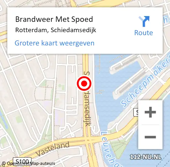 Locatie op kaart van de 112 melding: Brandweer Met Spoed Naar Rotterdam, Schiedamsedijk op 18 september 2017 21:07