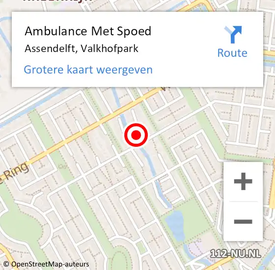 Locatie op kaart van de 112 melding: Ambulance Met Spoed Naar Assendelft, Valkhofpark op 18 september 2017 22:37