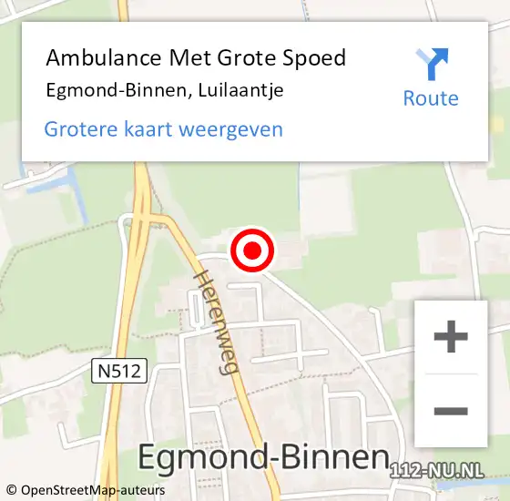 Locatie op kaart van de 112 melding: Ambulance Met Grote Spoed Naar Egmond-Binnen, Luilaantje op 18 september 2017 23:52