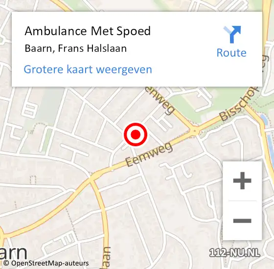 Locatie op kaart van de 112 melding: Ambulance Met Spoed Naar Baarn, Frans Halslaan op 19 september 2017 00:37