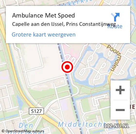 Locatie op kaart van de 112 melding: Ambulance Met Spoed Naar Capelle aan den IJssel, Prins Constantijnweg op 19 september 2017 05:14