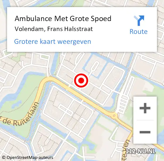 Locatie op kaart van de 112 melding: Ambulance Met Grote Spoed Naar Volendam, Frans Halsstraat op 19 september 2017 05:15