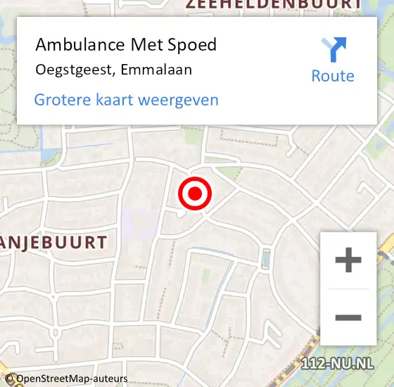 Locatie op kaart van de 112 melding: Ambulance Met Spoed Naar Oegstgeest, Emmalaan op 19 september 2017 06:06