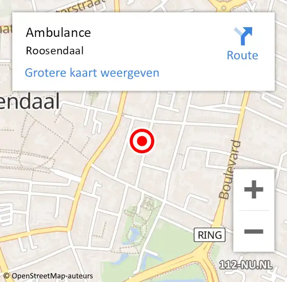Locatie op kaart van de 112 melding: Ambulance Roosendaal op 19 september 2017 07:57