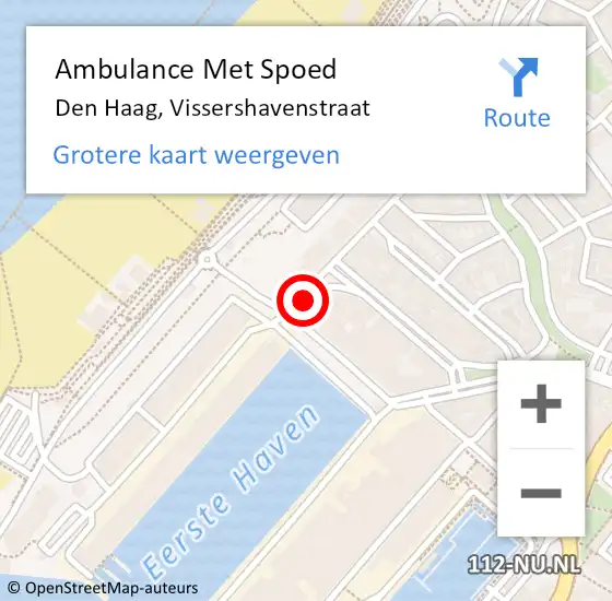Locatie op kaart van de 112 melding: Ambulance Met Spoed Naar Den Haag, Vissershavenstraat op 19 september 2017 08:04