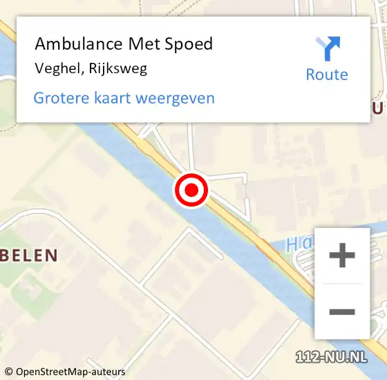 Locatie op kaart van de 112 melding: Ambulance Met Spoed Naar Veghel, Rijksweg op 19 september 2017 08:34