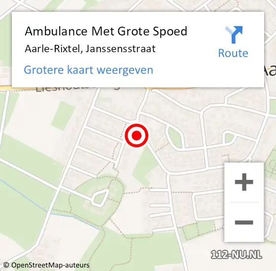 Locatie op kaart van de 112 melding: Ambulance Met Grote Spoed Naar Aarle-Rixtel, Janssensstraat op 19 september 2017 09:43
