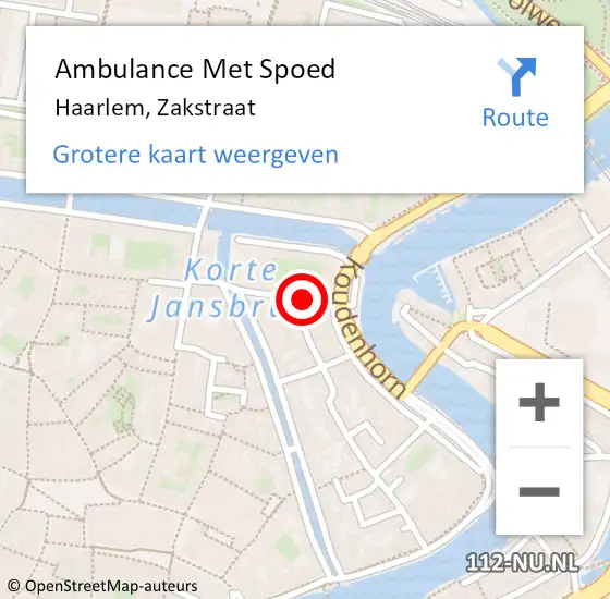 Locatie op kaart van de 112 melding: Ambulance Met Spoed Naar Haarlem, Zakstraat op 19 september 2017 10:35