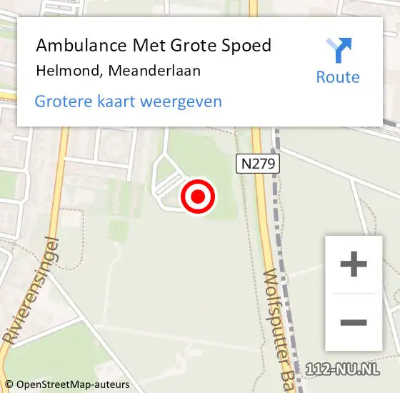 Locatie op kaart van de 112 melding: Ambulance Met Grote Spoed Naar Helmond, Meanderlaan op 19 september 2017 11:21