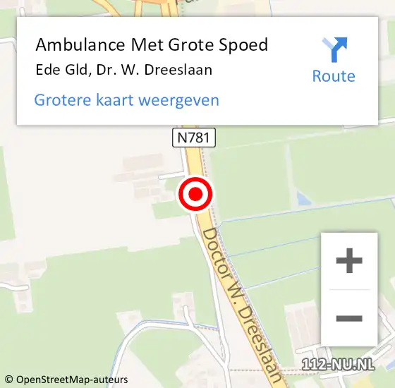 Locatie op kaart van de 112 melding: Ambulance Met Grote Spoed Naar Ede, Dr. W. Dreeslaan op 19 september 2017 11:38