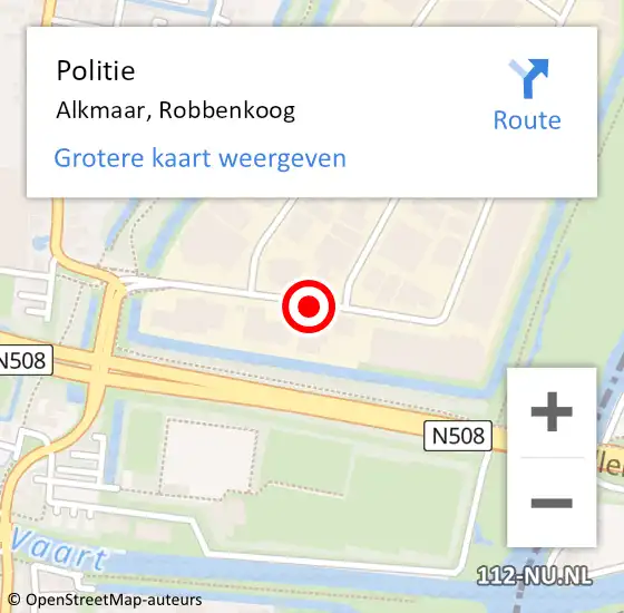 Locatie op kaart van de 112 melding: Politie Alkmaar, Robbenkoog op 19 september 2017 11:50