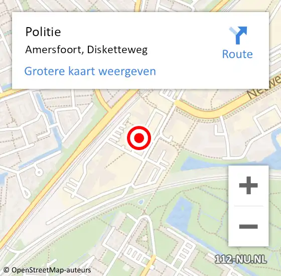 Locatie op kaart van de 112 melding: Politie Amersfoort, Disketteweg op 19 september 2017 13:50