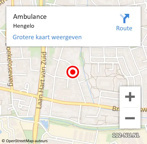 Locatie op kaart van de 112 melding: Ambulance Hengelo op 19 september 2017 13:57