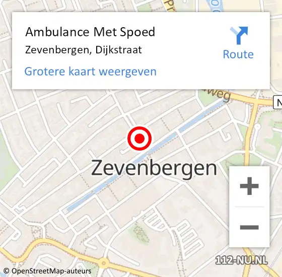 Locatie op kaart van de 112 melding: Ambulance Met Spoed Naar Zevenbergen, Dijkstraat op 19 september 2017 14:09