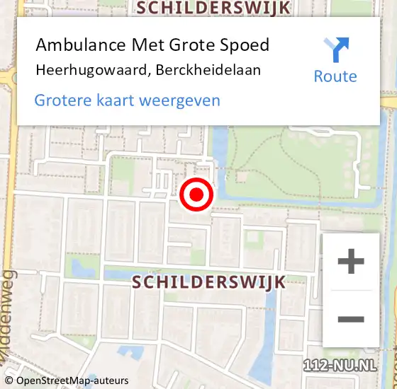 Locatie op kaart van de 112 melding: Ambulance Met Grote Spoed Naar Heerhugowaard, Berckheidelaan op 19 september 2017 14:41