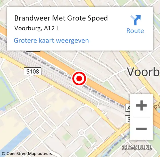 Locatie op kaart van de 112 melding: Brandweer Met Grote Spoed Naar Voorburg, A12 L op 19 september 2017 14:53