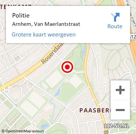 Locatie op kaart van de 112 melding: Politie Arnhem, Van Maerlantstraat op 19 september 2017 16:32