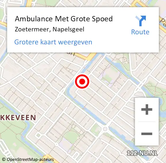 Locatie op kaart van de 112 melding: Ambulance Met Grote Spoed Naar Zoetermeer, Napelsgeel op 19 september 2017 17:33