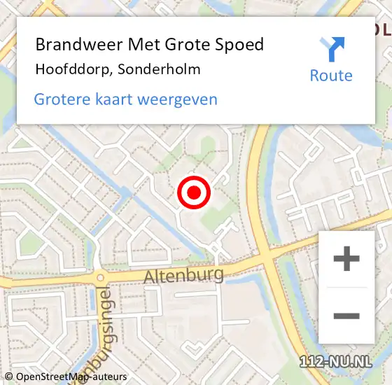 Locatie op kaart van de 112 melding: Brandweer Met Grote Spoed Naar Hoofddorp, Sonderholm op 19 september 2017 17:35