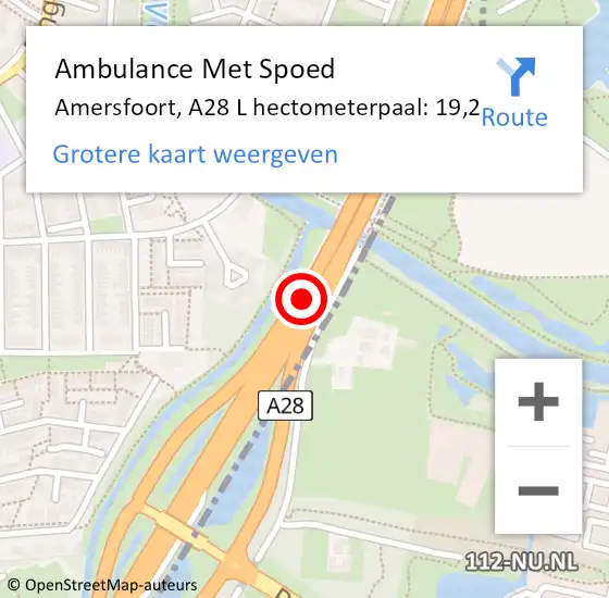Locatie op kaart van de 112 melding: Ambulance Met Spoed Naar Amersfoort, A28 L hectometerpaal: 21,1 op 19 september 2017 17:36