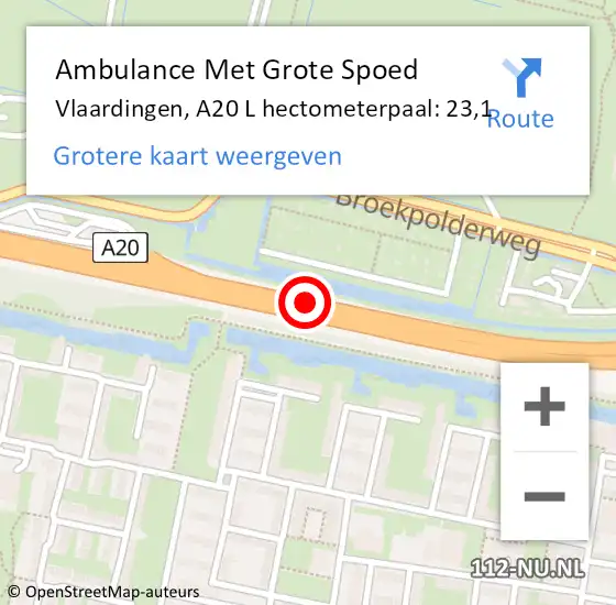 Locatie op kaart van de 112 melding: Ambulance Met Grote Spoed Naar Vlaardingen, A20 L hectometerpaal: 23,1 op 19 september 2017 17:41