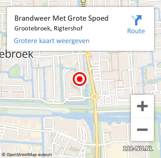 Locatie op kaart van de 112 melding: Brandweer Met Grote Spoed Naar Grootebroek, Rigtershof op 19 september 2017 17:43