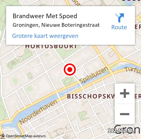 Locatie op kaart van de 112 melding: Brandweer Met Spoed Naar Groningen, Nieuwe Boteringestraat op 19 september 2017 18:17