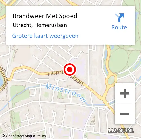 Locatie op kaart van de 112 melding: Brandweer Met Spoed Naar Utrecht, Homeruslaan op 19 september 2017 18:50