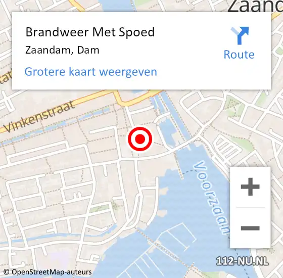 Locatie op kaart van de 112 melding: Brandweer Met Spoed Naar Zaandam, Dam op 19 september 2017 19:04